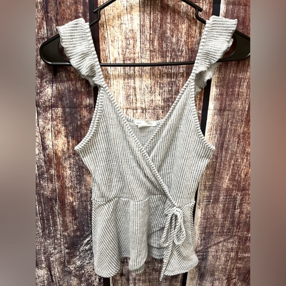 Caution To The Wind Striped Peplum Top